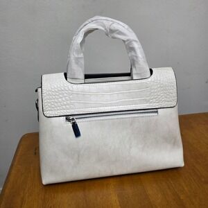 White Crocodile Embossed Satchel Crossbody Bag Purse‎ Handbag